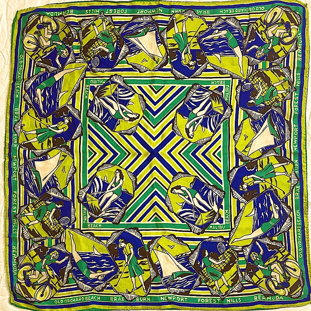 Vintage Women’s Sport Silk Print Scarf